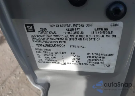 2004 GMC Yukon Xl 1500 Denali from USA, damaged, VIN 1GKFK66UX4J256202